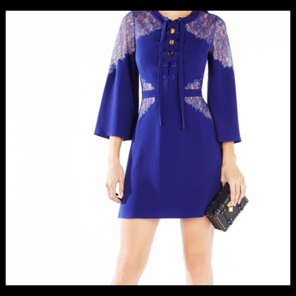 BCBG - Ulyana Lace Block Dress - Deep Blue - Size 4 - Preowned
